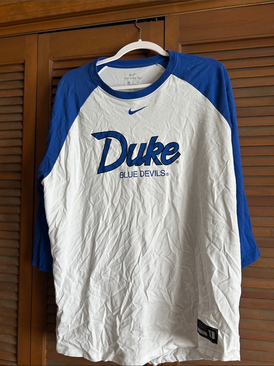 Nike Tops - Nike White and Royal Blue Duke Blue Devils Raglan Long Sleeve Tee